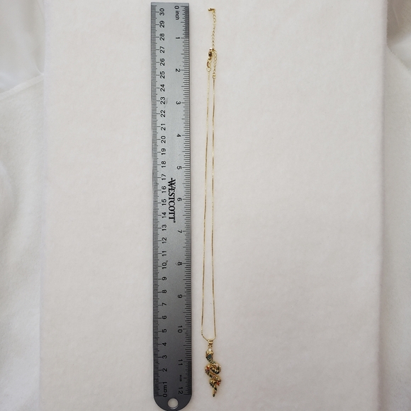 Enamel Snake with Rhinestones Gold tone Necklace - Picture 13 of 15